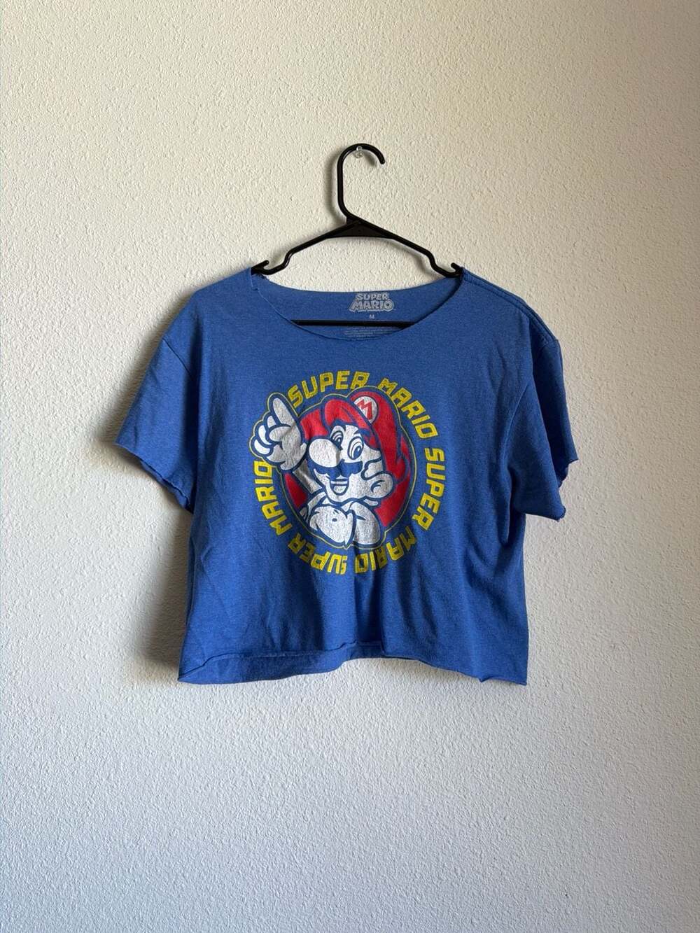 Nintendo‎ Super Mario Circular Graphic Cropped T-Shirt Blue Size M